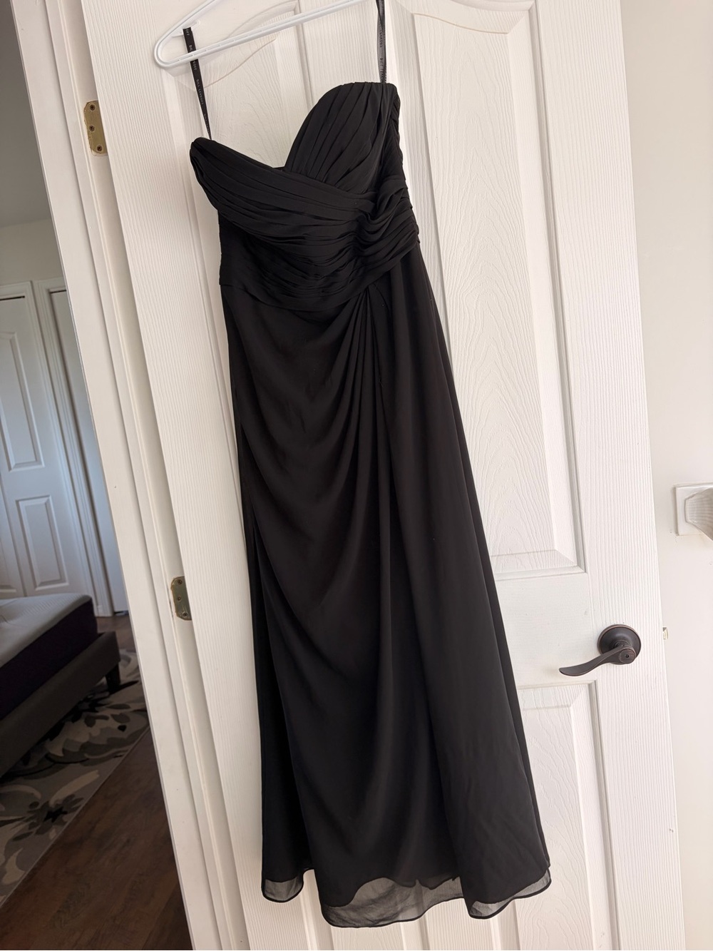 Bill Levkoff Black Strapless Pleated Evening Gown